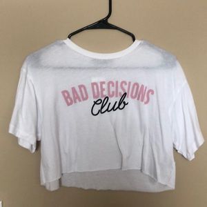 white crop graphic tee